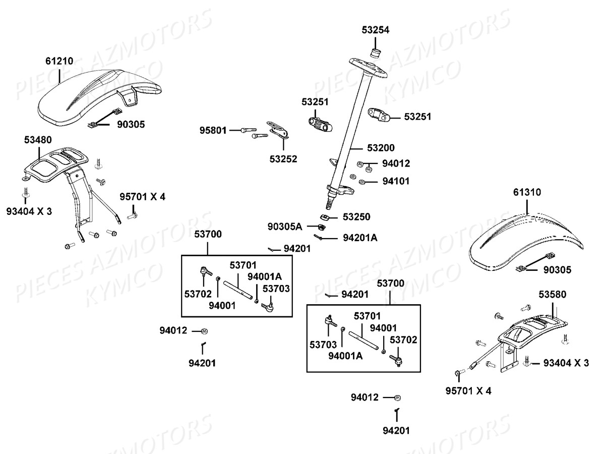 Colonne De Direction KYMCO Pieces MAXXER 300 T3B (LA60PD)