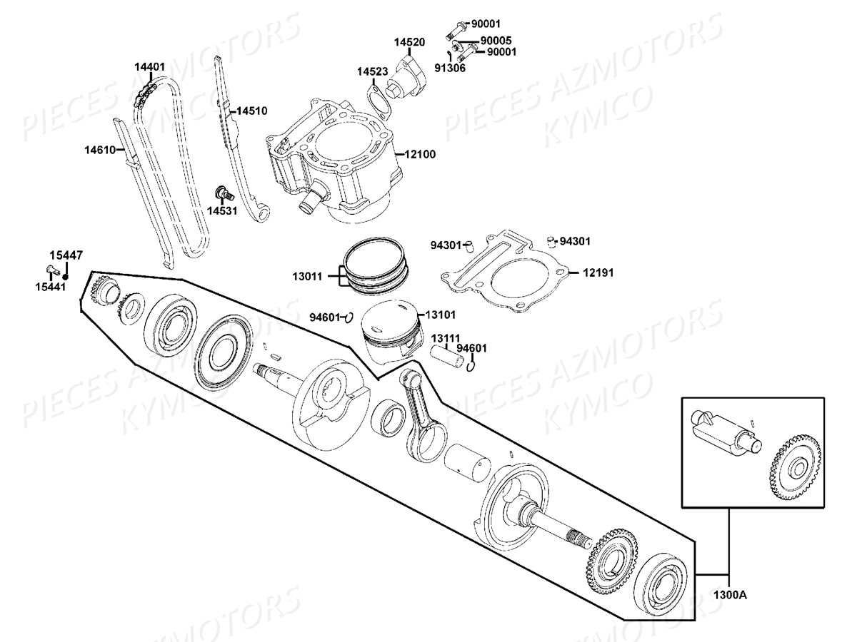 CYLINDRE_PISTON KYMCO Pieces MAXXER 300 T3B (LA60PD)
(CHASSIS RFBZ700),(CHASSIS RFBZ701)