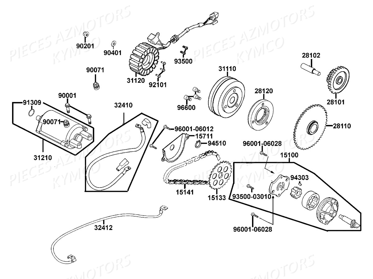 DEMARREUR_ALLUMAGE_POMPE_A_HUILE KYMCO Pieces MAXXER 300 T3B (LA60PD)
(CHASSIS RFBZ700),(CHASSIS RFBZ701)