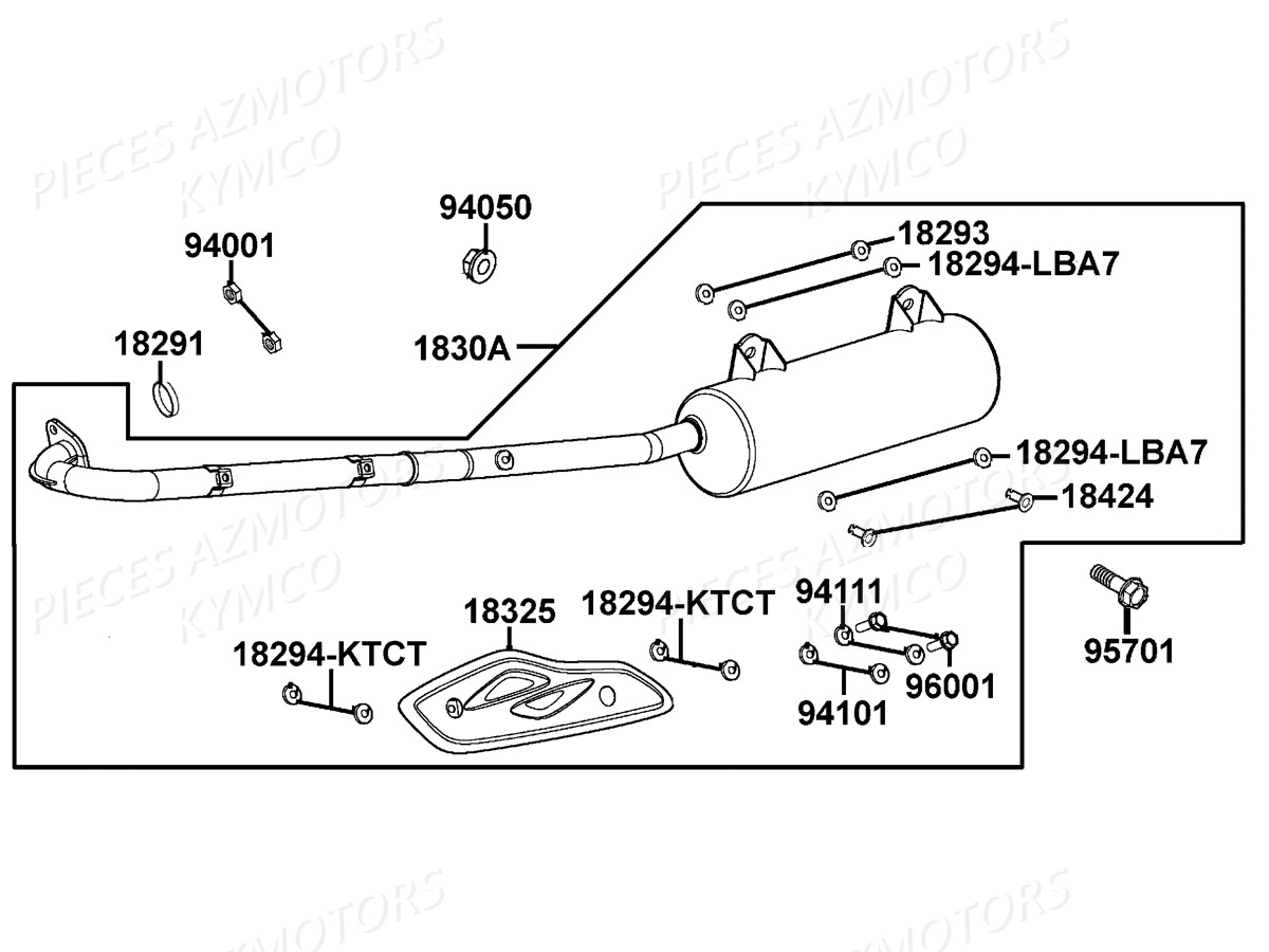 Echappement KYMCO Pieces MAXXER 300 T3B (LA60PD)