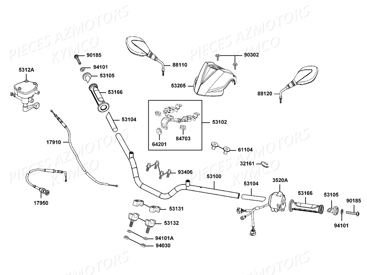 GUIDON RETROVISEURS pour MAXXER 300 T3B