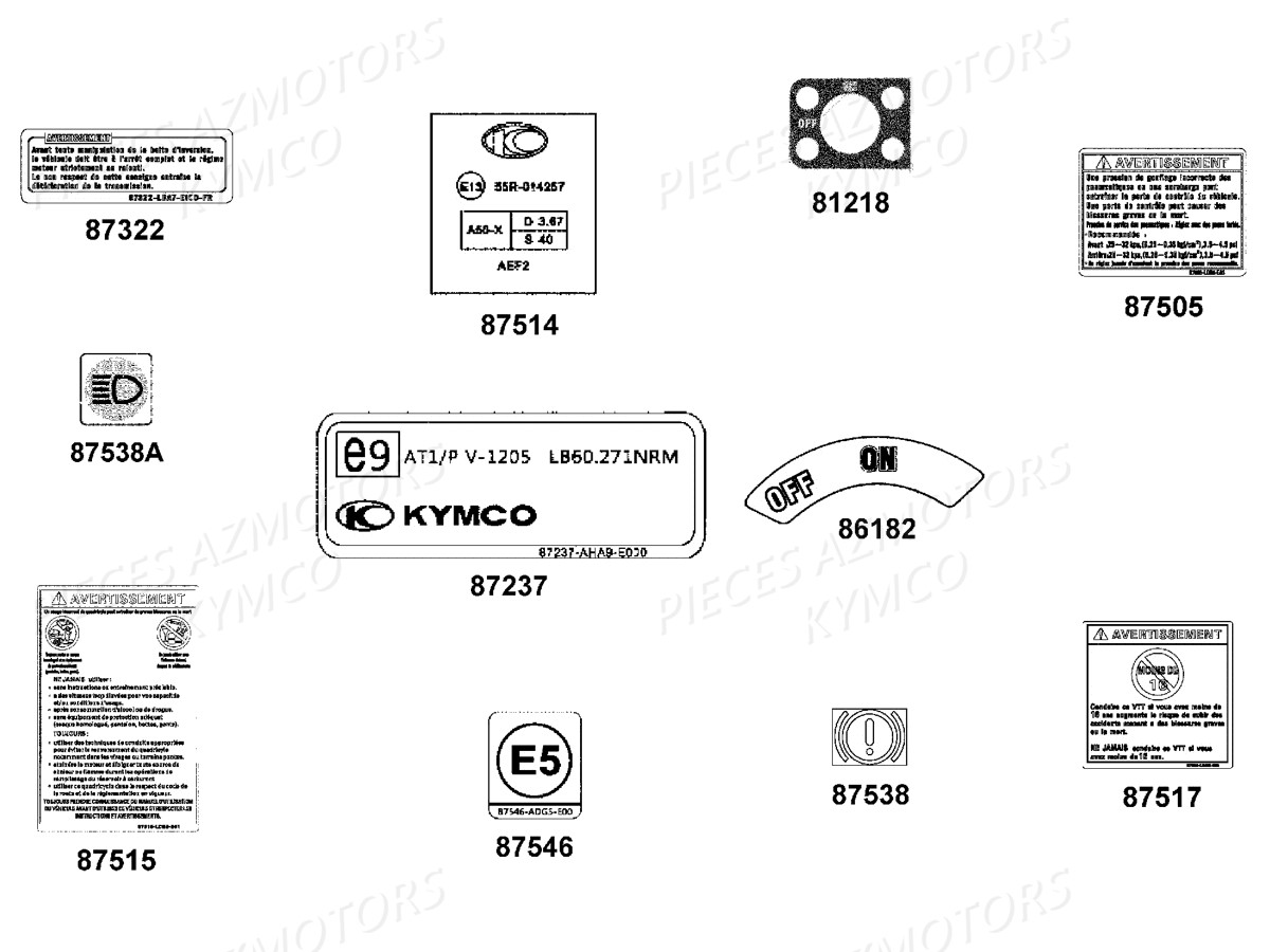 Label De Securite KYMCO Pieces MAXXER 300 T3B (LA60PD)