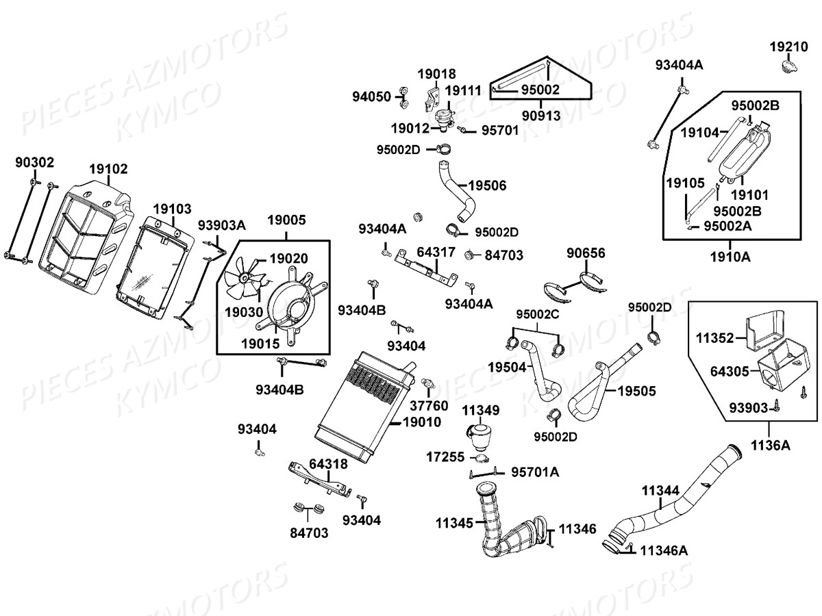 Refroidissement KYMCO Pieces MAXXER 300 T3B (LA60PD)