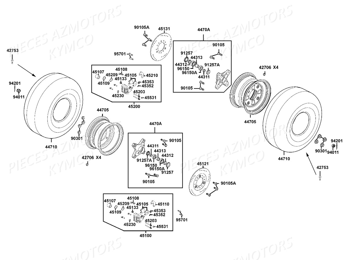 ROUES_AVANT KYMCO Pieces MAXXER 300 T3B (LA60PD)
(CHASSIS RFBZ700),(CHASSIS RFBZ701)