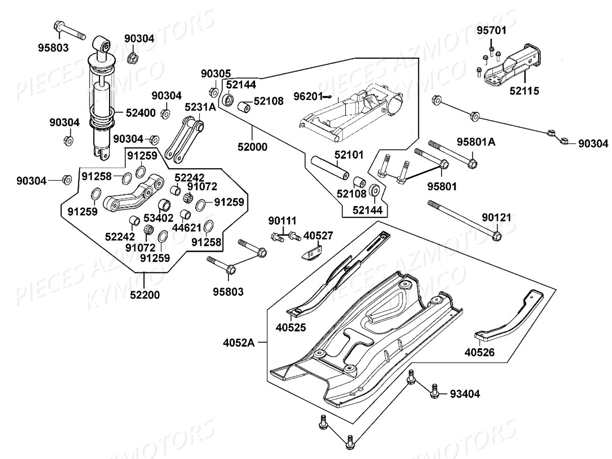 SUSPENSION_ARRIERE KYMCO Pieces MAXXER 300 T3B (LA60PD)
(CHASSIS RFBZ700),(CHASSIS RFBZ701)