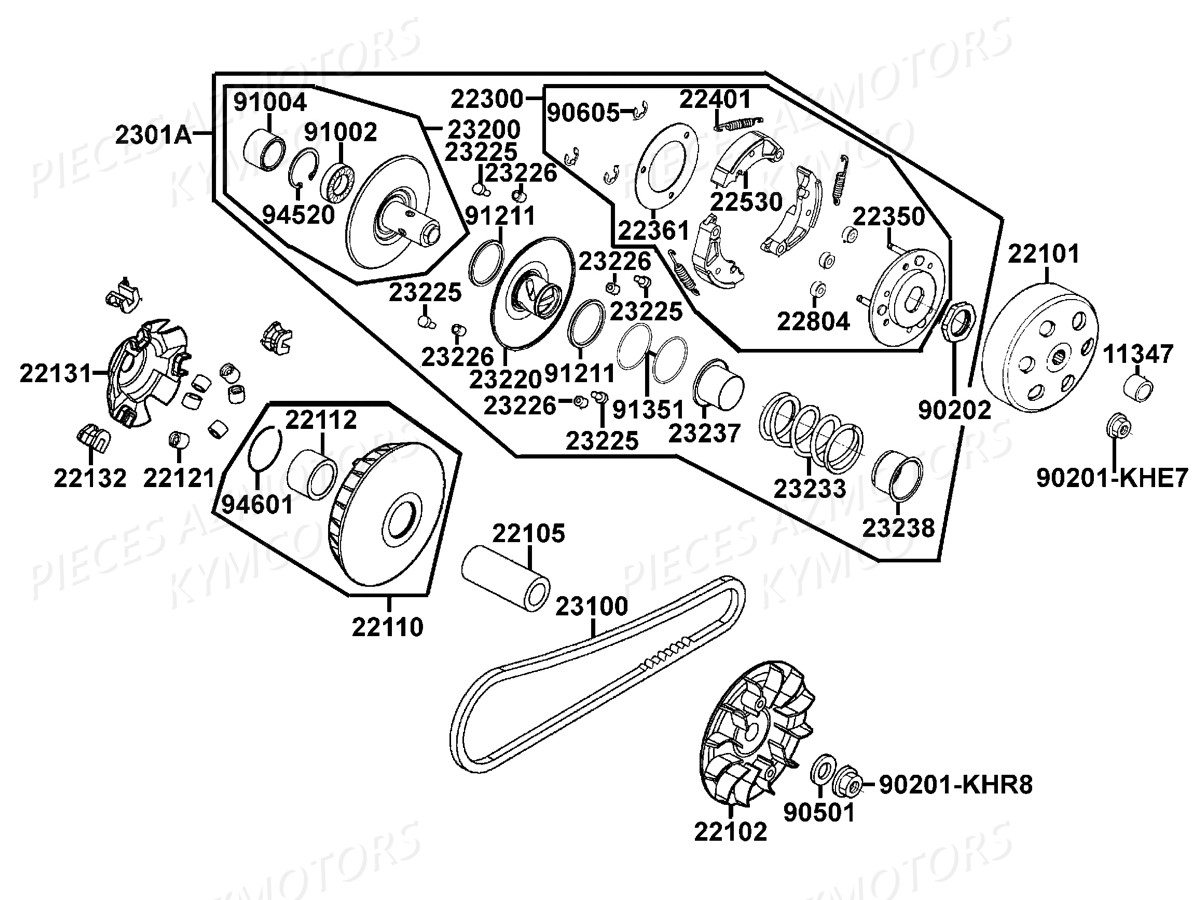 VARIATEUR_EMBRAYAGE KYMCO Pieces MAXXER 300 T3B (LA60PD)
(CHASSIS RFBZ700),(CHASSIS RFBZ701)