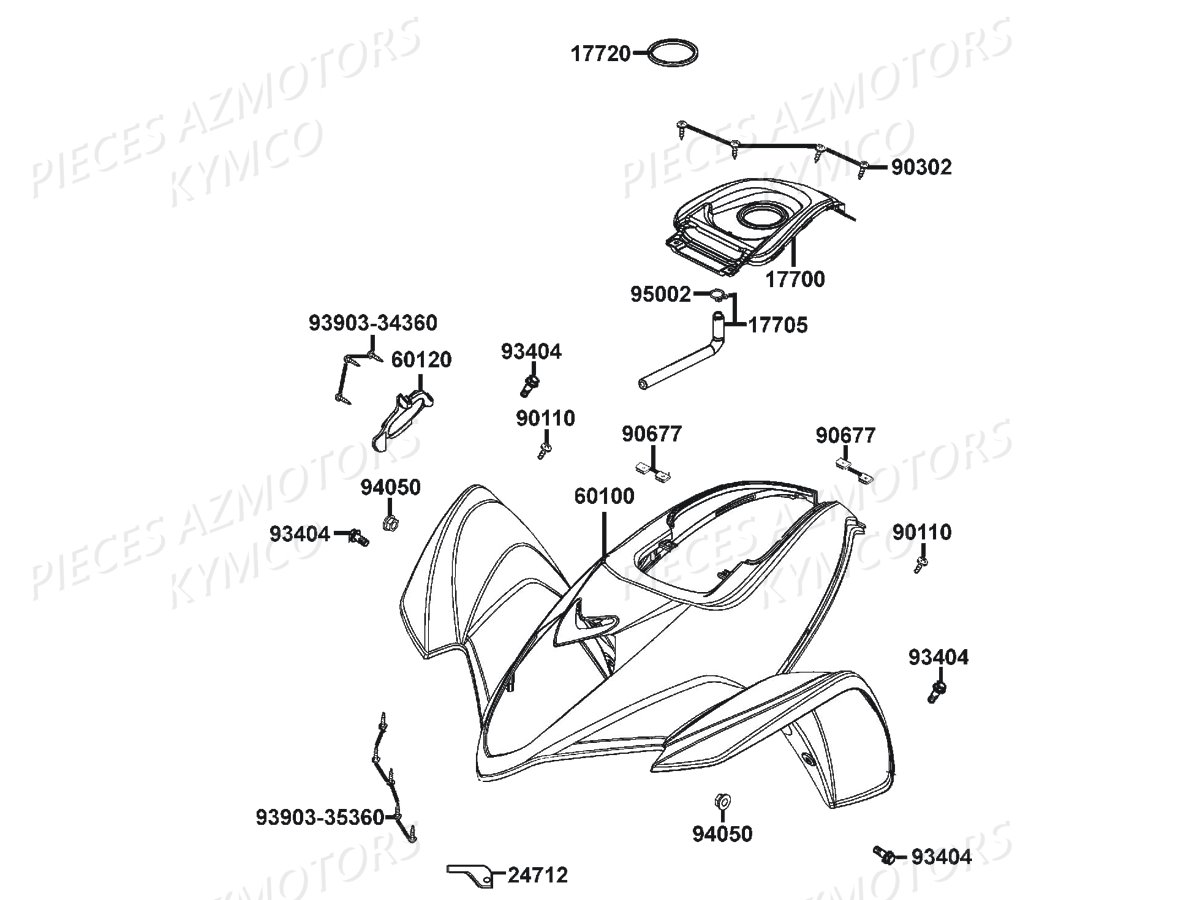 Carenages Avant AZMOTORS Pièces MAXXER 300 US 4T EURO2 (LA60FD)