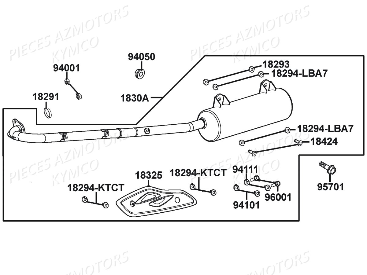 Echappement AZMOTORS Pièces MAXXER 300 US 4T EURO2 (LA60FD)