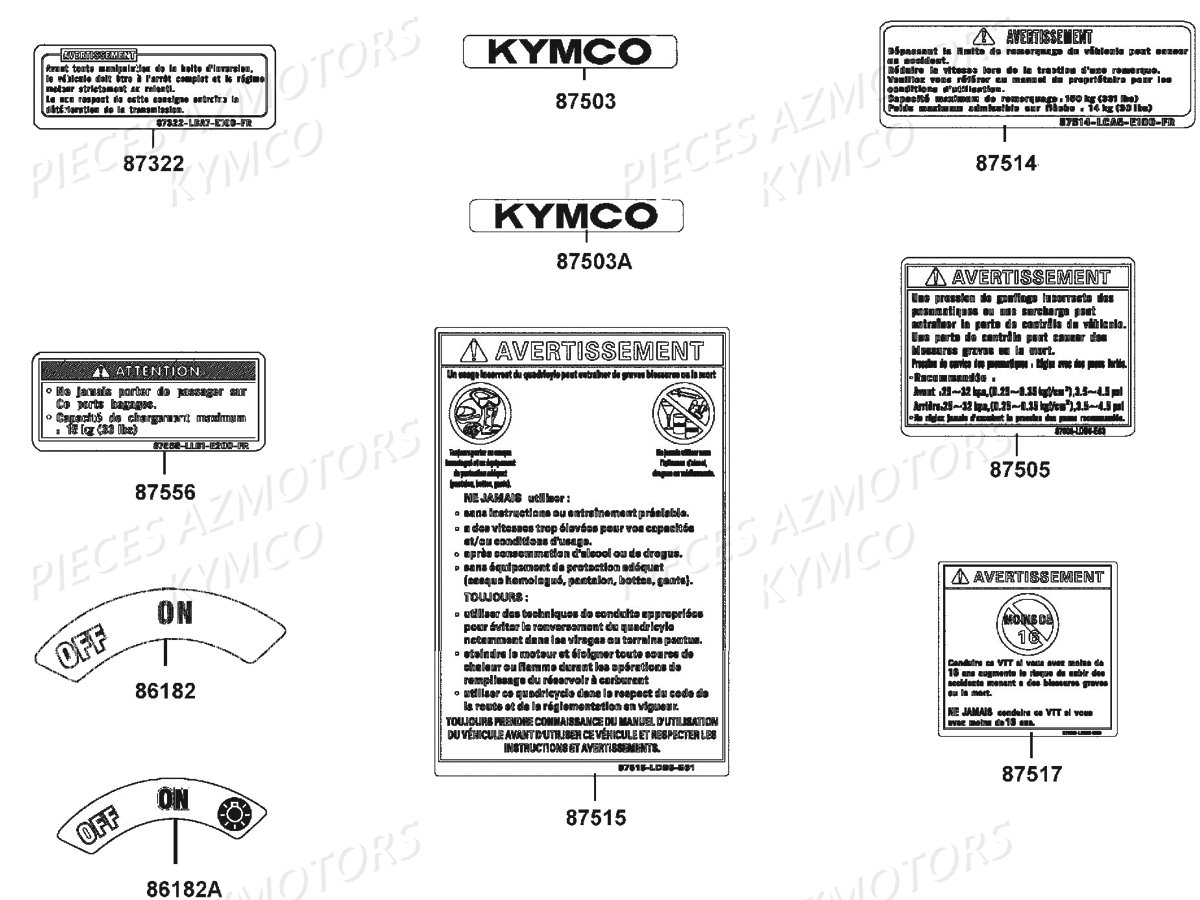 Label De Securite KYMCO Pièces MAXXER 300 US 4T EURO2 (LA60FD)