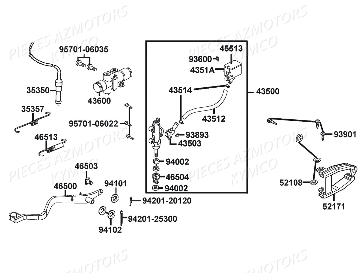 Maitre Cylindre Arriere Selection AZMOTORS Pièces MAXXER 300 US 4T EURO2 (LA60FD)