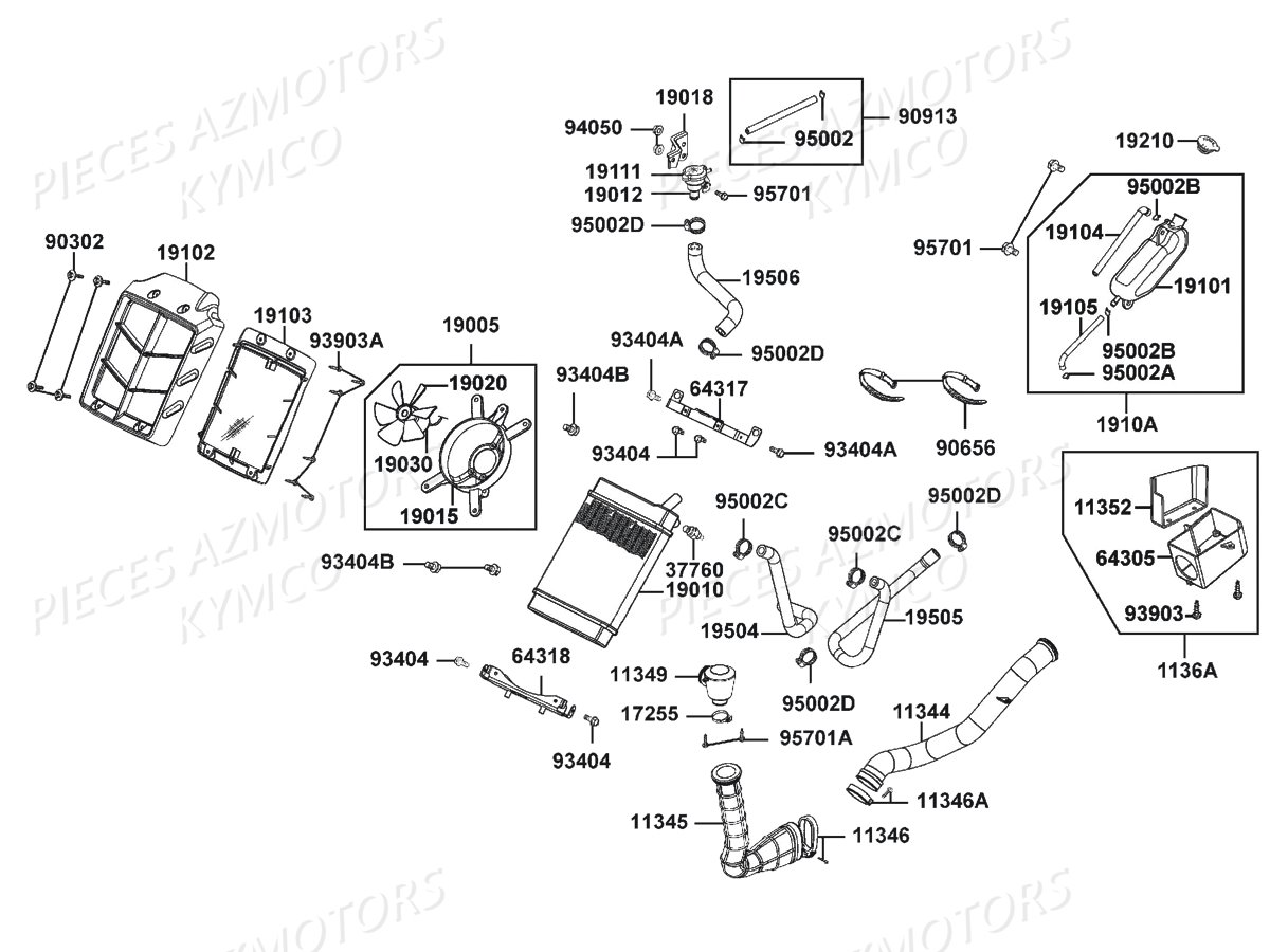Refroidissement KYMCO Pièces MAXXER 300 US 4T EURO2 (LA60FD)