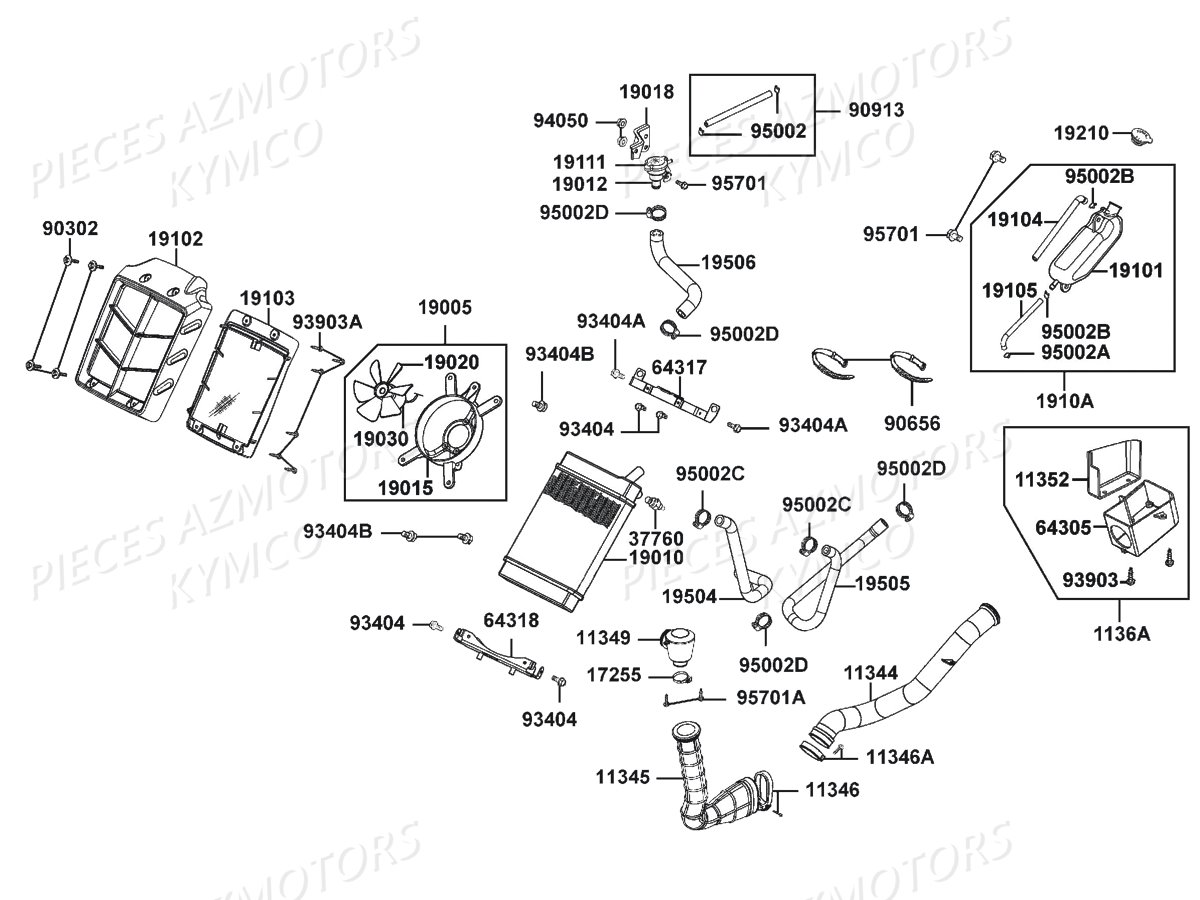 Refroidissement AZMOTORS Pièces MAXXER 300 US 4T EURO2 (LA60FD)