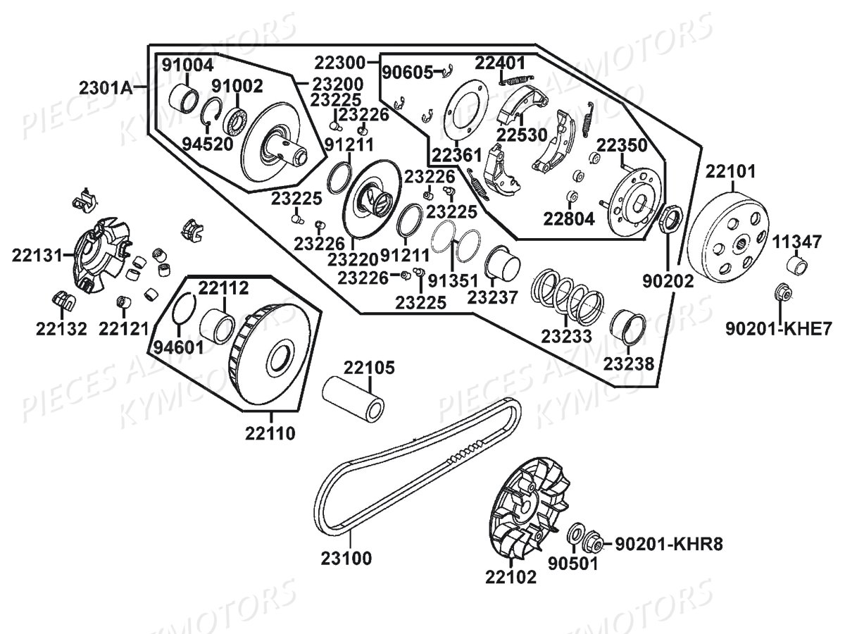 VARIATEUR_EMBRAYAGE KYMCO Pièces MAXXER 300 US 4T EURO II