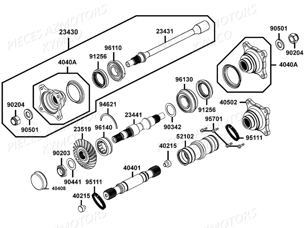 ARBRE_DE_PONT KYMCO Pieces MAXXER 400 IRS 4T EURO II (Type D.E : LB70AD/LB70BD)