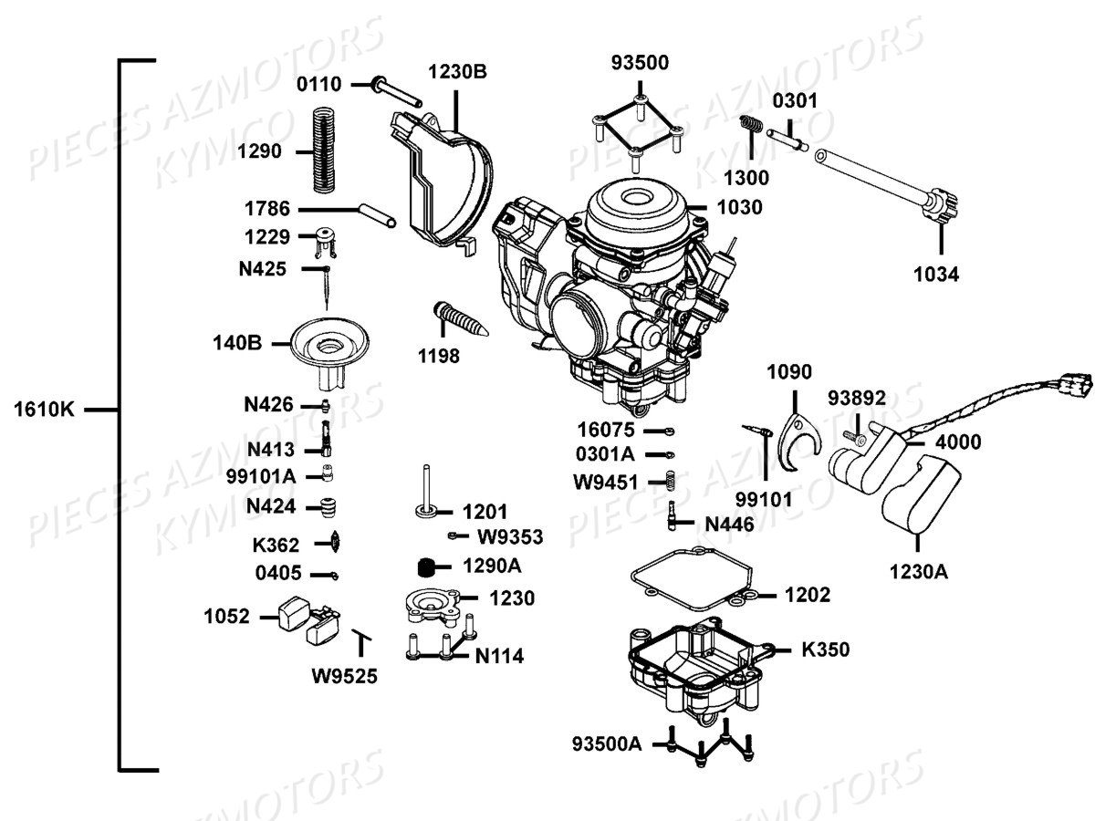 CARBURATION KYMCO Pieces MAXXER 400 IRS 4T EURO II (Type D.E : LB70AD/LB70BD)