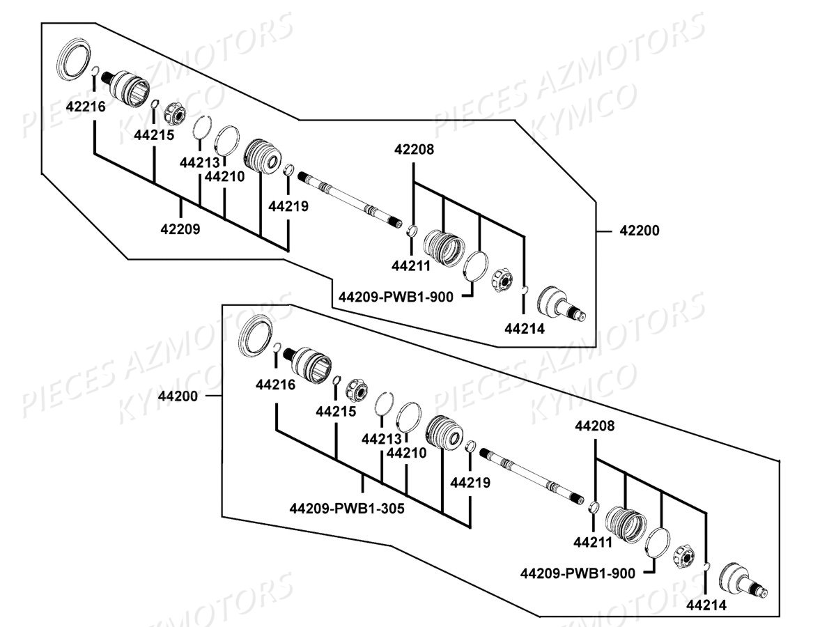 CARDAN ARRIERE DETAIL 4X4 KYMCO MAXXER 400 IRS