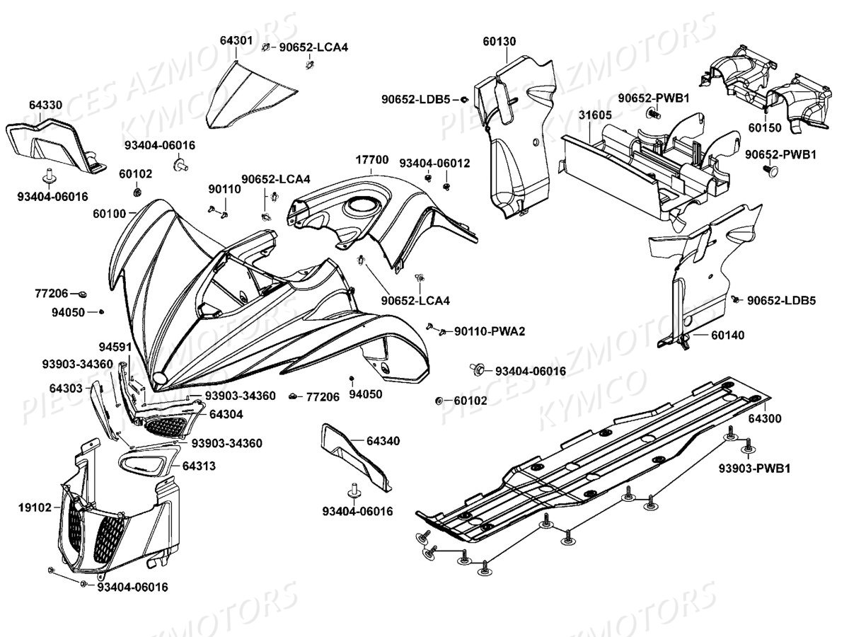 Carenages Avant KYMCO Pieces MAXXER 400 IRS 4T EURO2 (LB70AD/LB70BD)