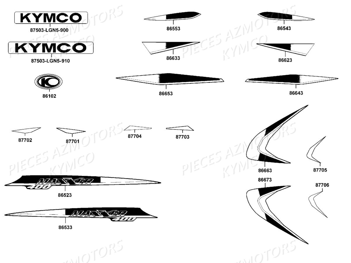 Decors KYMCO Pieces MAXXER 400 IRS 4T EURO2 (LB70AD/LB70BD)