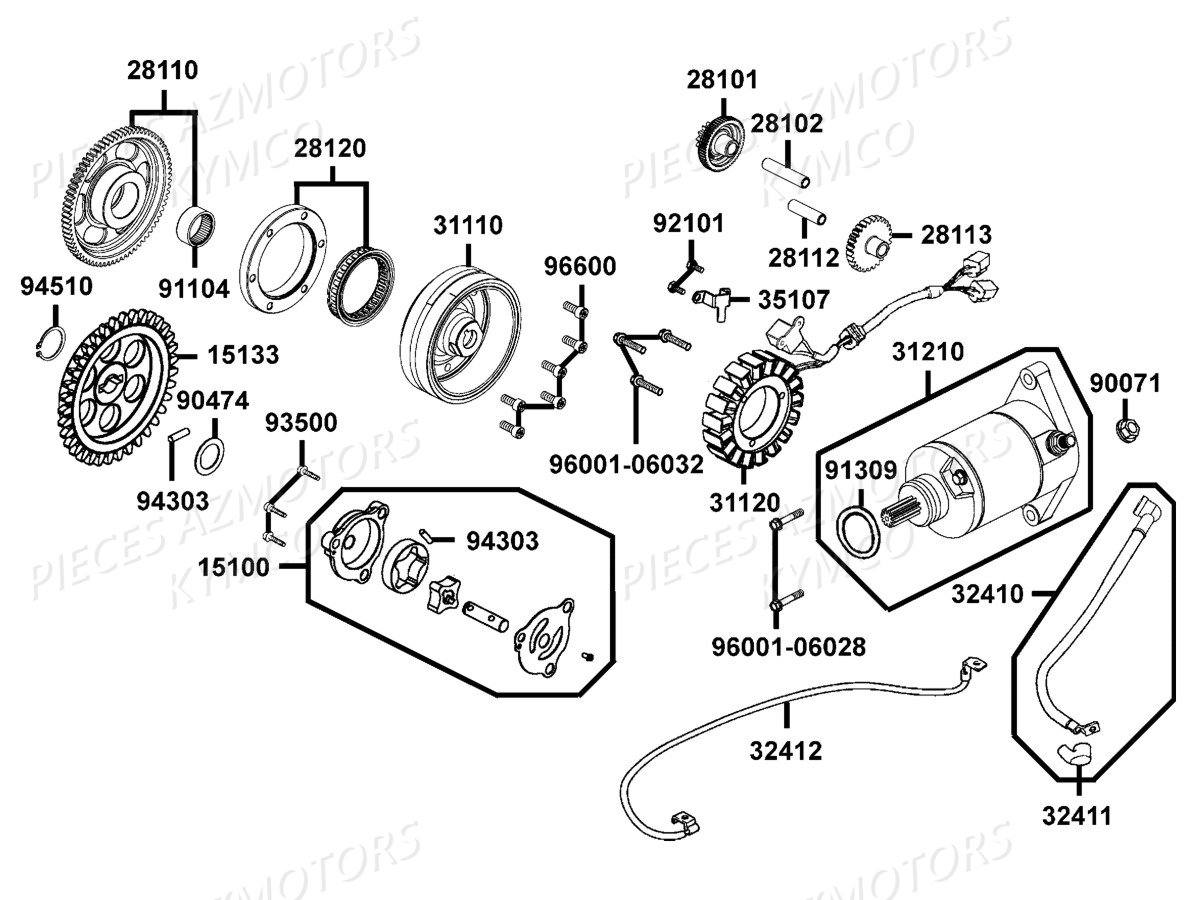 Demarreur Allumage Pompe A Huile KYMCO Pieces MAXXER 400 IRS 4T EURO2 (LB70AD/LB70BD)