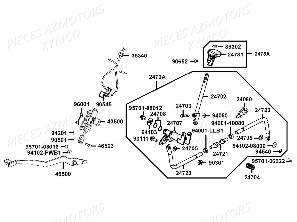 Maitre Cylindre Arriere Selection KYMCO Pieces MAXXER 400 IRS 4T EURO2 (LB70AD/LB70BD)