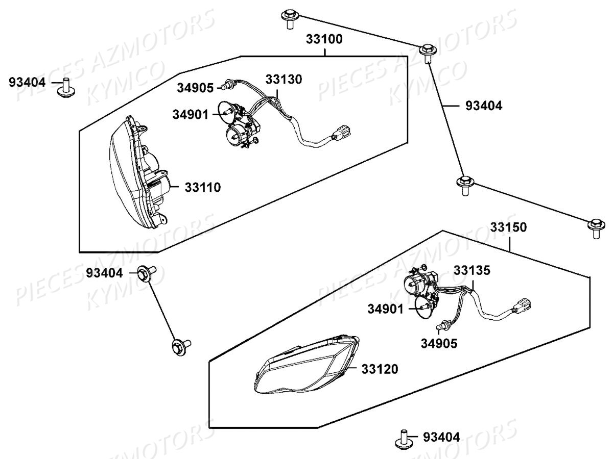 Phares KYMCO Pieces MAXXER 400 IRS 4T EURO2 (LB70AD/LB70BD)