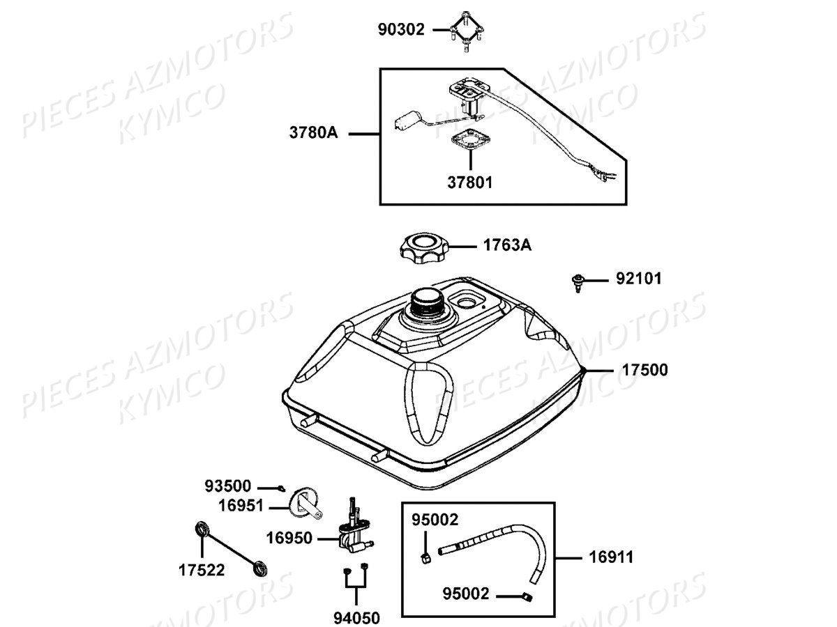 Reservoir A Carburant KYMCO Pieces MAXXER 400 IRS 4T EURO2 (LB70AD/LB70BD)