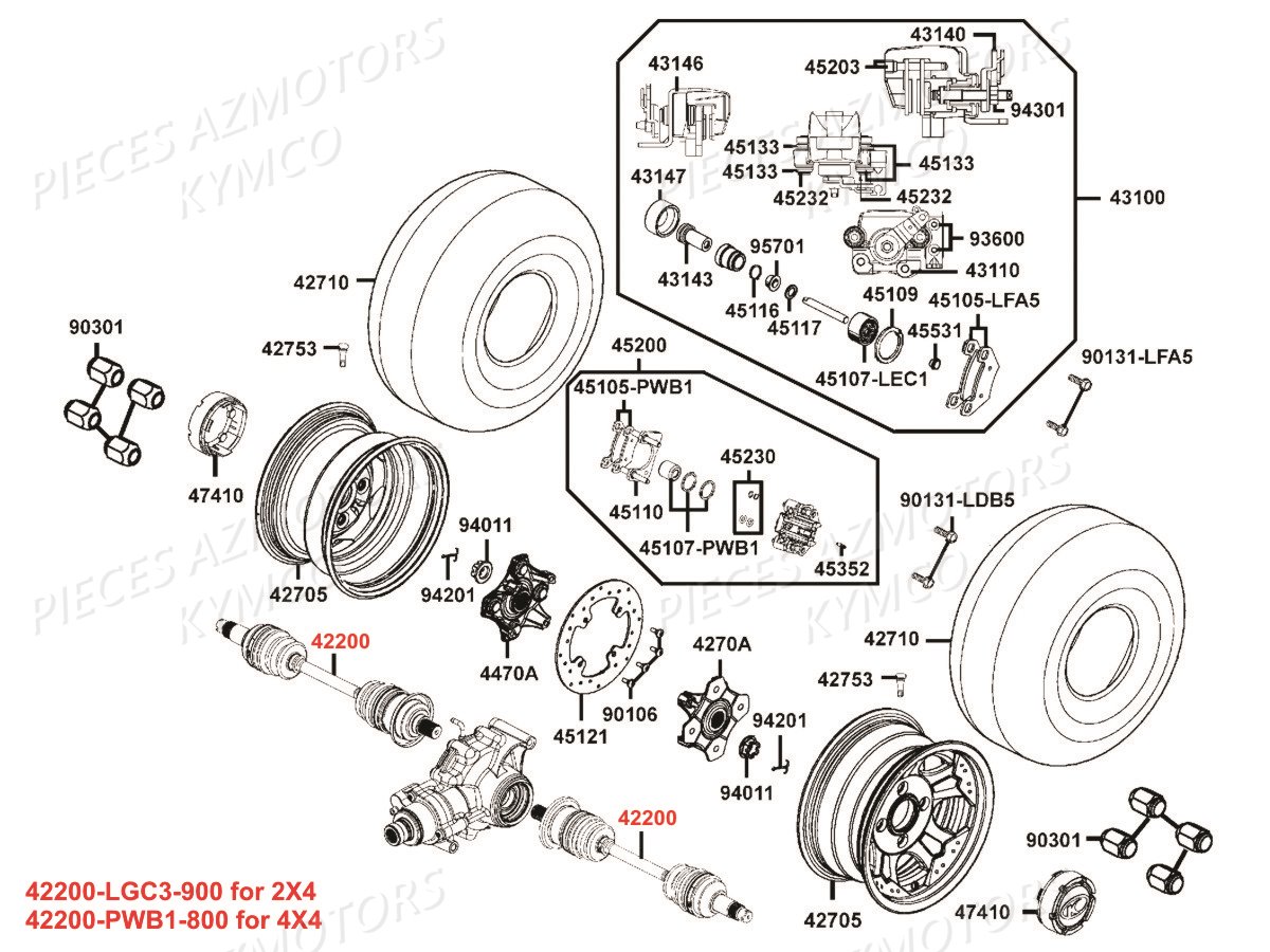 ROUES_ARRIERE KYMCO Pieces MAXXER 400 IRS 4T EURO II (Type D.E : LB70AD/LB70BD)