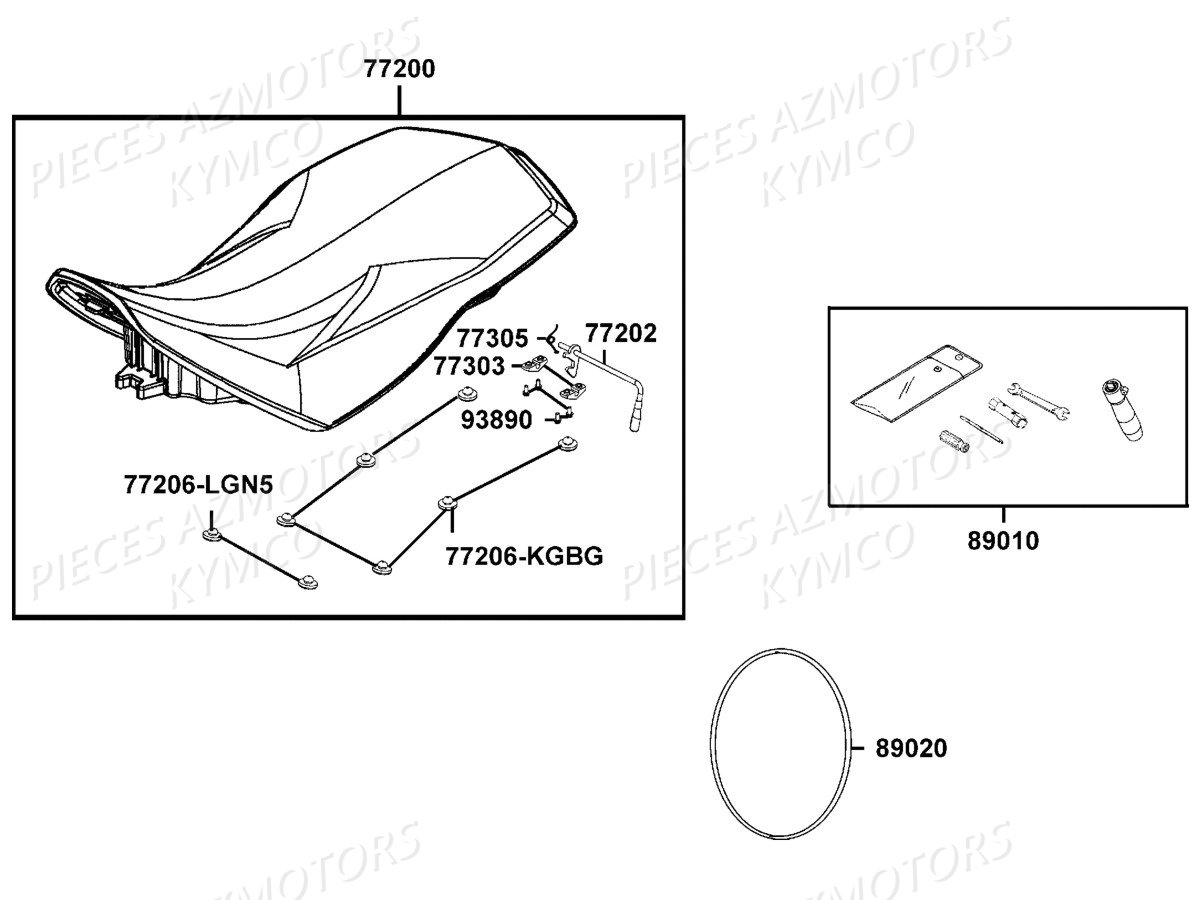 Selle KYMCO Pieces MAXXER 400 IRS 4T EURO2 (LB70AD/LB70BD)