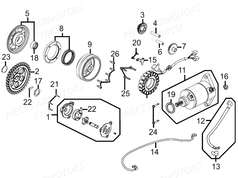 Allumage Demarreur KYMCO Pièces MAXXER 450I SE IRS EURO II (LC90DE)
