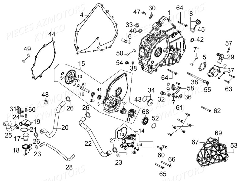 Carter Gauche Pompe A Eau KYMCO Pièces MAXXER 450I SE IRS EURO II (LC90DE)