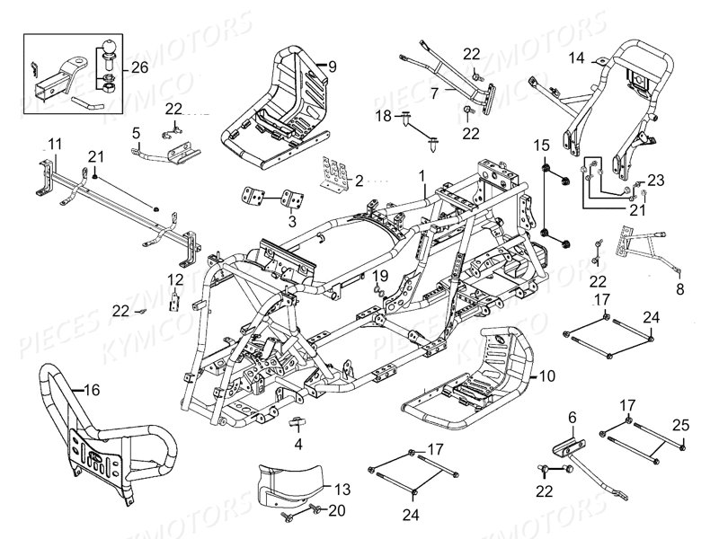 CHASSIS KYMCO Pièces MAXXER 450I SE IRS EURO II (LC90DE)