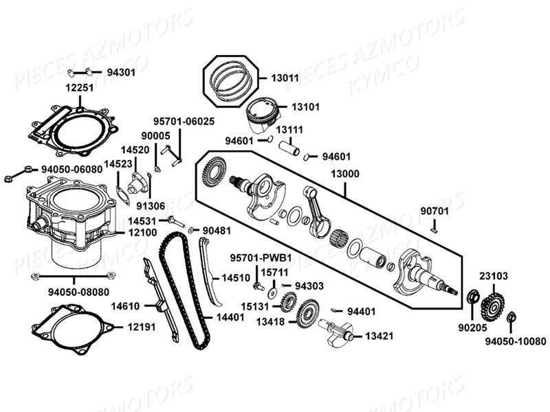 CYLINDRE PISTON KYMCO MAXXER 450I SE