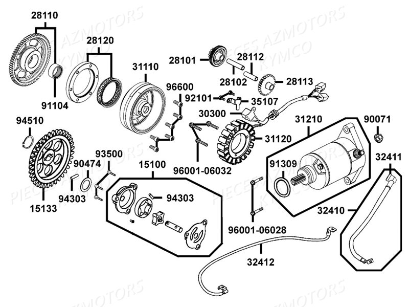 Demarreur Allumage Pompe A Huile KYMCO Pièces MAXXER 450I SE IRS EURO II (LC90DE)