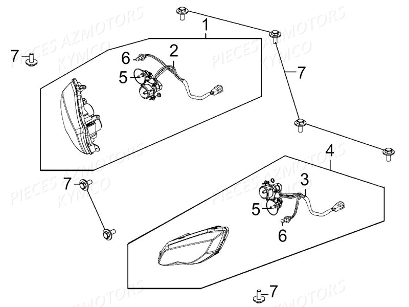 Phares KYMCO Pièces MAXXER 450I SE IRS EURO II (LC90DE)