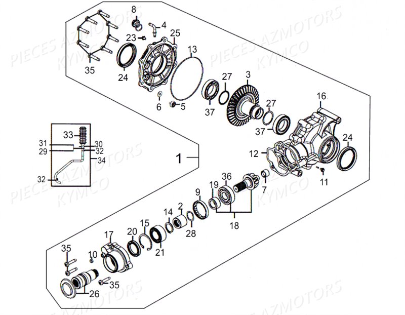 PONT_ARRIERE KYMCO Pièces MAXXER 450I SE IRS EURO II (LC90DE)