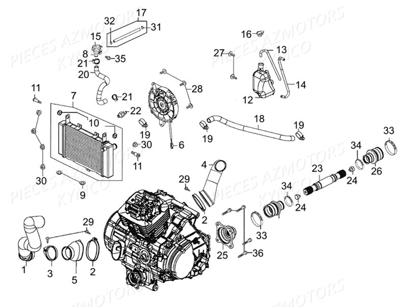 REFROIDISSEMENT KYMCO Pièces MAXXER 450I SE IRS EURO II (LC90DE)