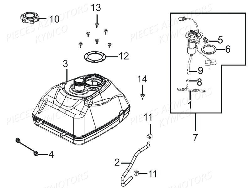 Reservoir A Carburant KYMCO Pièces MAXXER 450I SE IRS EURO II (LC90DE)