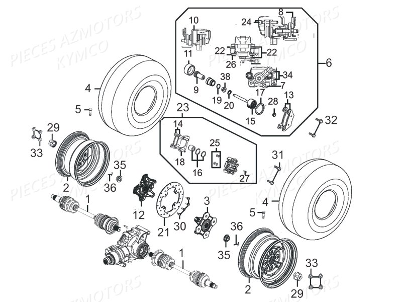 ROUE_ARRIERE KYMCO Pièces MAXXER 450I SE IRS EURO II (LC90DE)