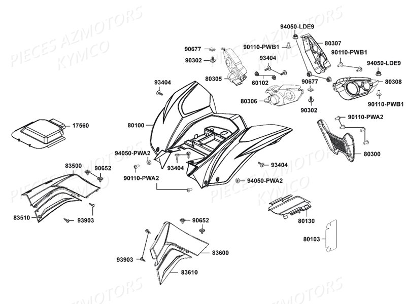 Carenages Arriere KYMCO Pièces MAXXER 450I SE IRS EURO4 (LC90HE)