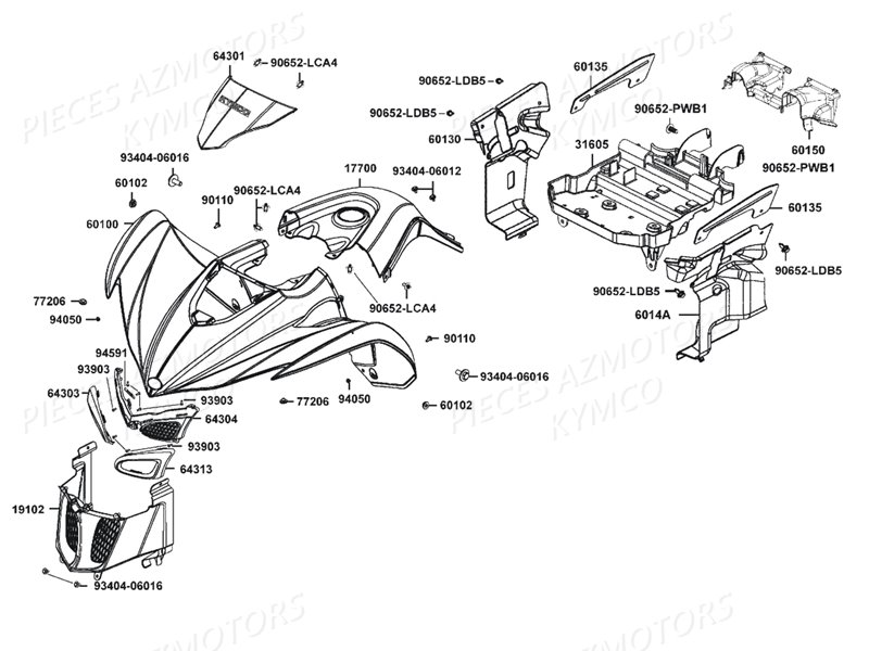 Carenages Avant KYMCO Pièces MAXXER 450I SE IRS EURO4 (LC90HE)