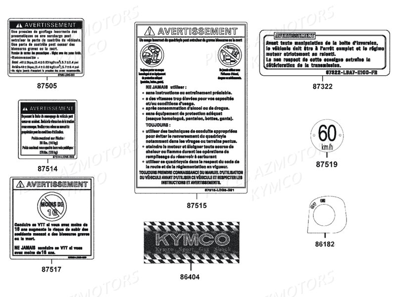 Label De Securite KYMCO Pièces MAXXER 450I SE IRS EURO4 (LC90HE)