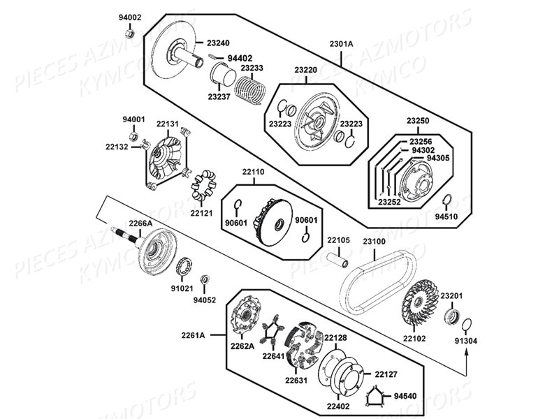 Variateur Embrayage KYMCO Pièces MAXXER 450I SE IRS EURO4 (LC90HE)
