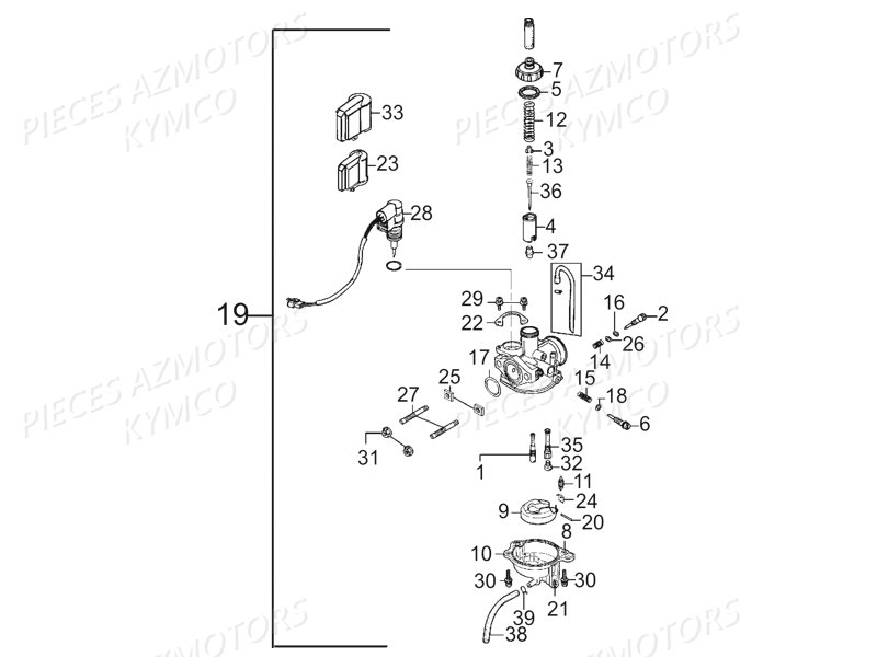 Carburateur KYMCO Pieces MAXXER 50S 2T EURO II (LA10ED)