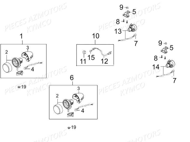 Clignotants Avant Et Arriere KYMCO Pieces MAXXER 50S 2T EURO II (LA10ED)