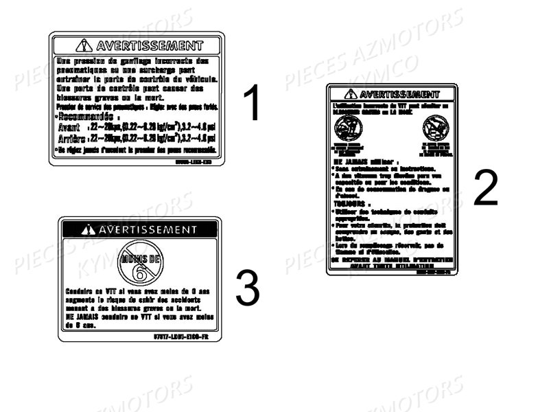 LABELS_DE_SECURITE KYMCO Pieces Quad Kymco MAXXER 50S