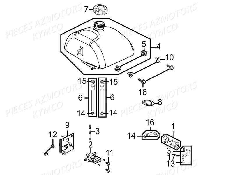 Reservoir A Carburant KYMCO Pieces MAXXER 50S 2T EURO II (LA10ED)