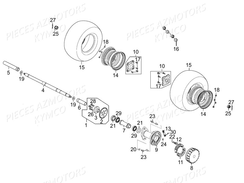 ROUE_ARRIERE KYMCO Pieces Quad Kymco MAXXER 50S