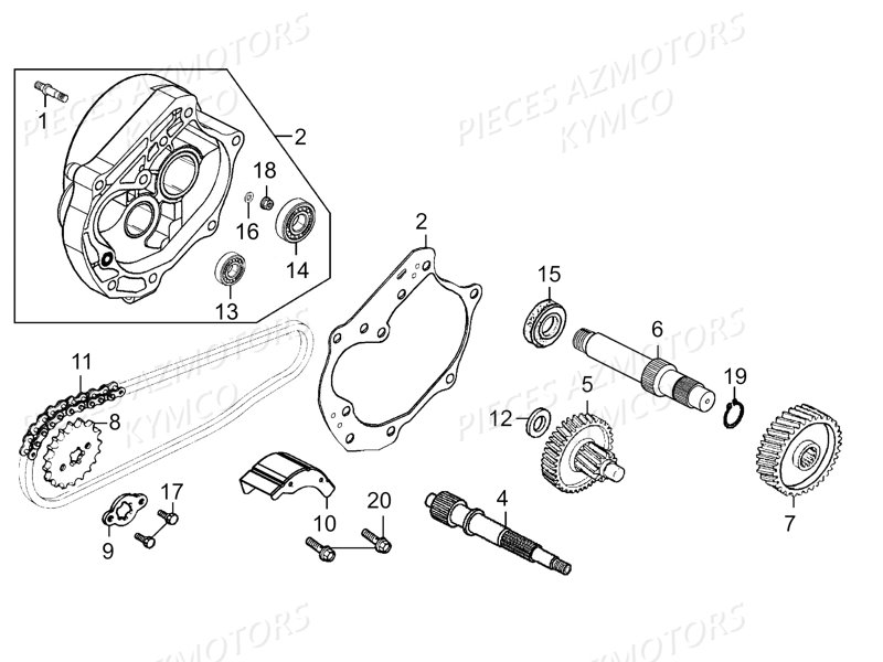 Transmission KYMCO Pieces MAXXER 50S 2T EURO II (LA10ED)