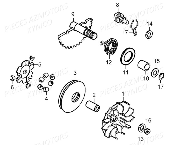 Variateur KYMCO Pieces MAXXER 50S 2T EURO II (LA10ED)