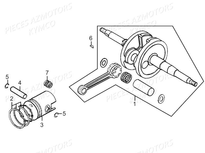 Vilebrequin Piston KYMCO Pieces MAXXER 50S 2T EURO II (LA10ED)